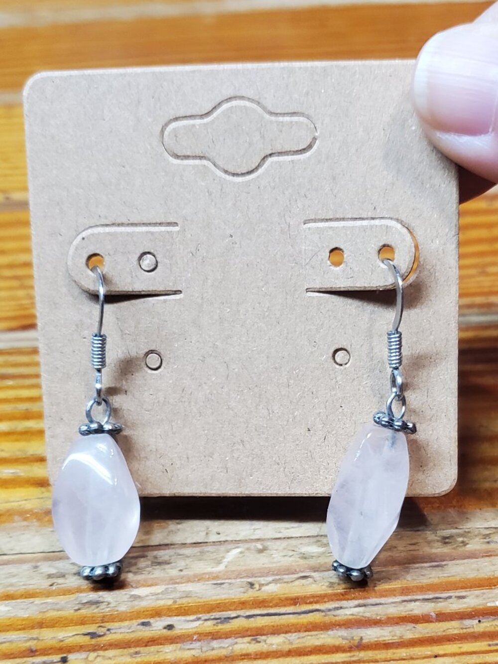 Handmade Rose Quartz Dangle Earrings